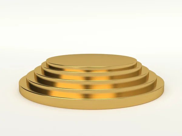 3d Generated gold pedestal isolated on white background — Stock Photo, Image