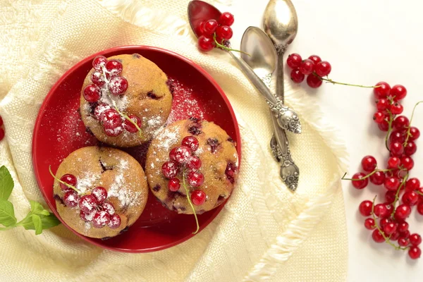 Fullkorn muffins med röda vinbär — Stockfoto