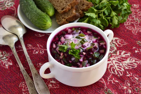 Суп з холодного буряка з овочами — стокове фото