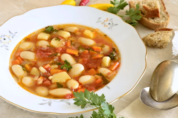 Zöldség leves, minestrone — Stock Fotó