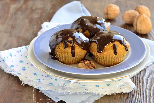 Magdalenas de calabaza con glaseado de chocolate — Foto de Stock