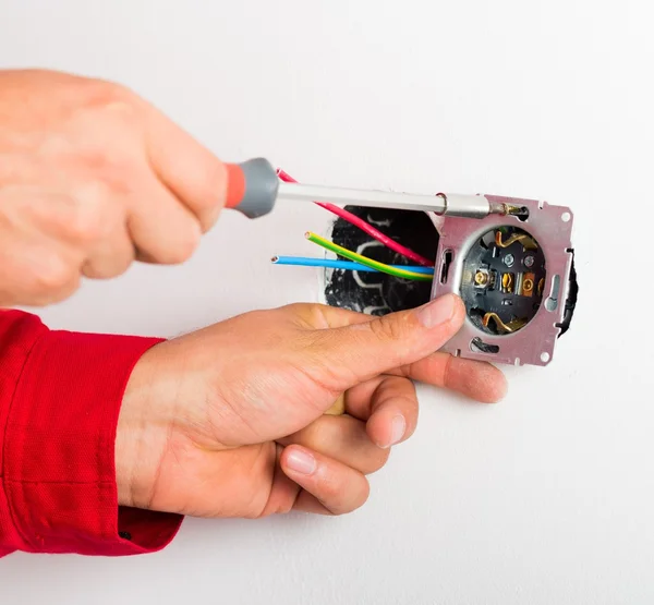 Assembling Electrical Wall Socket — Stock Photo, Image