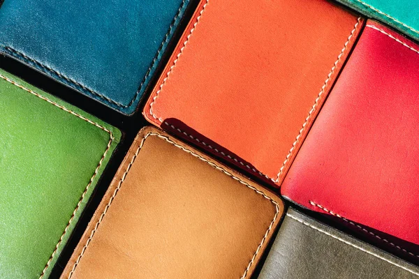 Handmade leather mens wallet. Multi-colored texture. Leather craft