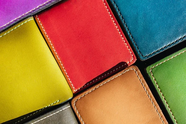 Handmade leather mens wallet. Multi-colored texture. Leather craft