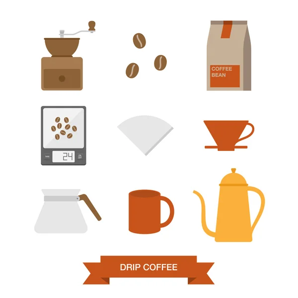 Drip coffee icon set — Stock Vector