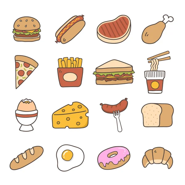 Alimentos Doodle icono — Vector de stock