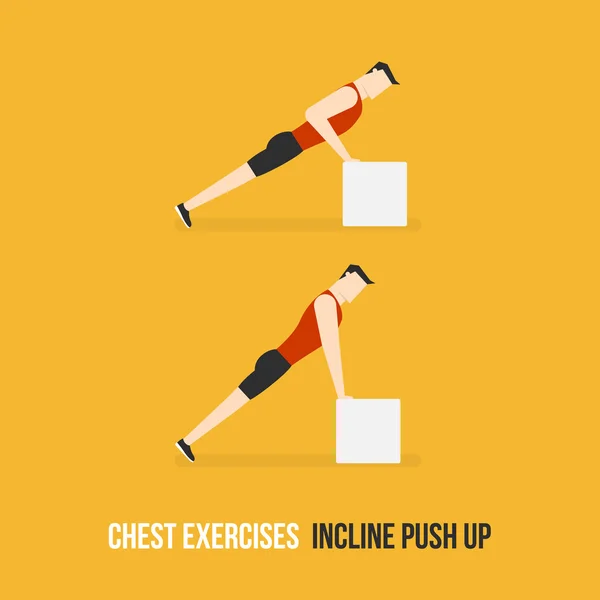 Exercices thoraciques. Incliner Push Up . — Image vectorielle