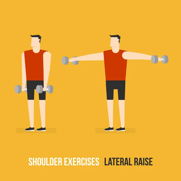 Omuz egzersizleri. Lateral Raise. — Stok Vektör