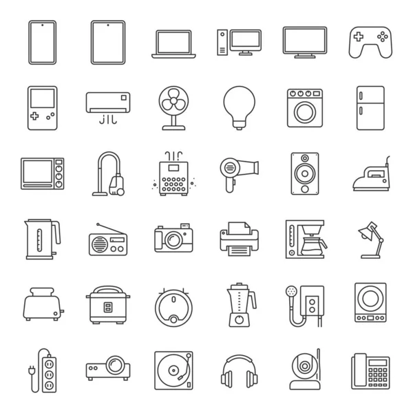 Haushaltsgeräte Icon Set Vorhanden Enthält Symbole Wie Fernseher Mixer Computer Stockillustration