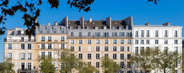 Paris Helgonet Och Quai Bethune Vackra Antika Byggnader Panorama — Stockfoto