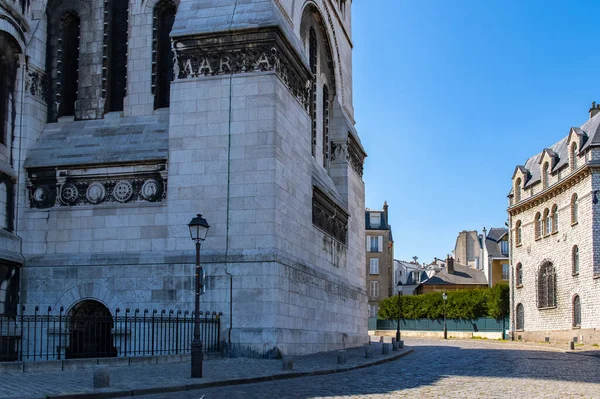 Paris Basilica Sacre Coeur Famous Monument Montmartre Romantic Street — Stock Photo, Image