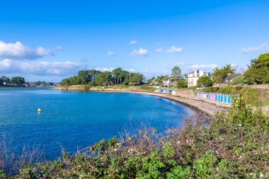 Ile-aux-Moines, Fransa, sahilde banyo kulübeleri