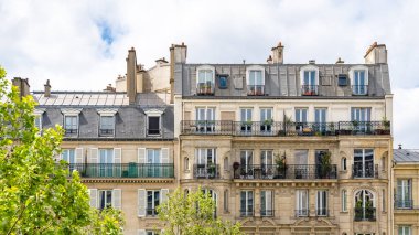 Paris, güzel binalar, 12. bölgedeki Coulee Verte Rene-Dumont manzarası, patika.
