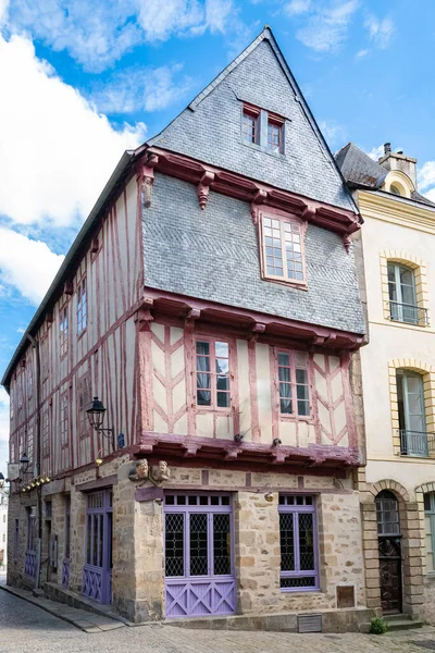 Vannes Hermosa Ciudad Bretaña Antiguas Casas Entramado Madera Fachadas Coloridas — Foto de Stock