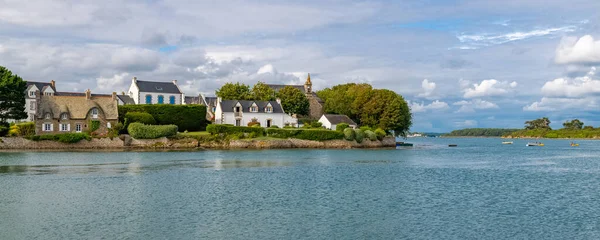 Saint Cado Brittany Beautiful Houses Village Small Island Chapel Background — Stock fotografie