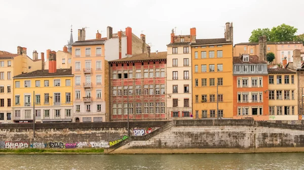 Lyon France June 2020 Colorful Houses Center River Saone — Stok fotoğraf