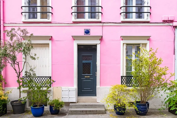 Paris Casa Colorida Rue Cremieux Rua Típica — Fotografia de Stock