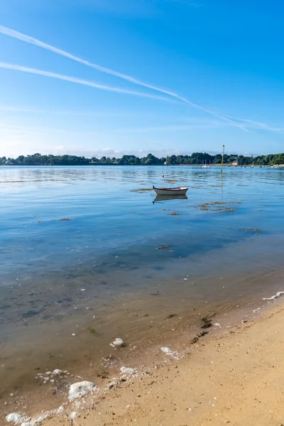 Bretagne Ile Aux Moines Île Lever Soleil Avec Bateau Rames — Photo