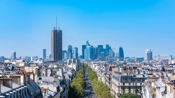 Paris Flygvy Över Defense Och Avenyn Des Ternes Haussmanns Fasader — Stockfoto