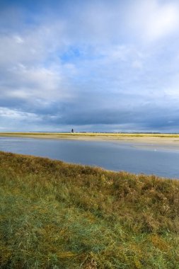 Saint-Valery-sur-Somme 'deki Baie de Somme, güzel haliçler.