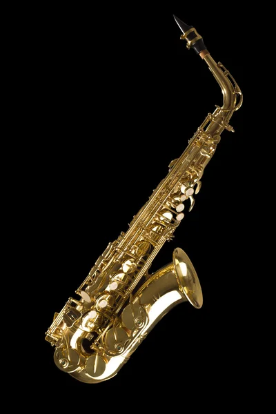 Золотой блестящий саксофон — стоковое фото