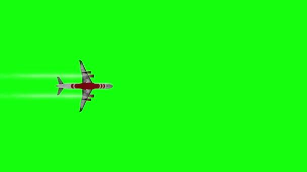 Modern uçak yeşil krom arka planda hızlı uçar. — Stok video