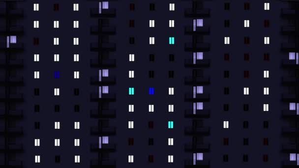 Jasná světla blikají v oknech vícepodlažní budovy — Stock video