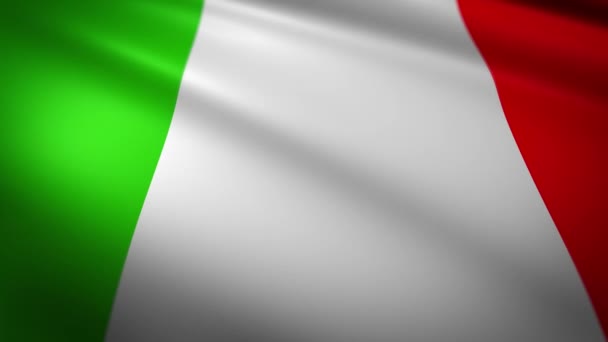 Bandera nacional de Italia con primer plano verde blanco y rojo — Vídeos de Stock