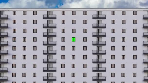 Návrh na vícepodlažní budovu s barevným oknem — Stock video