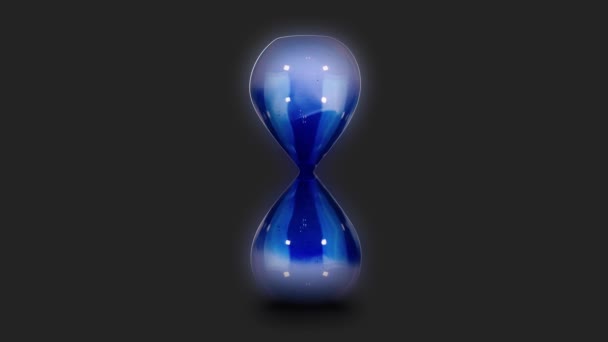 Nebel schwebt im eleganten blauen Stundenglas auf Schwarz — Stockvideo