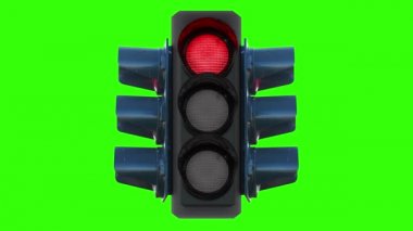 Kromakey üzerinde değişen renkli lambaları olan yeni trafik ışıkları