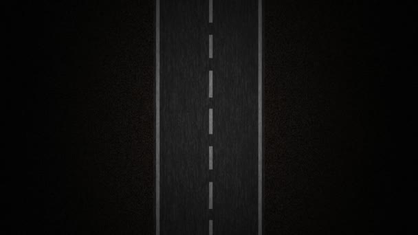 Rörelse ovan tom motorväg med markeringar på svart bakgrund — Stockvideo