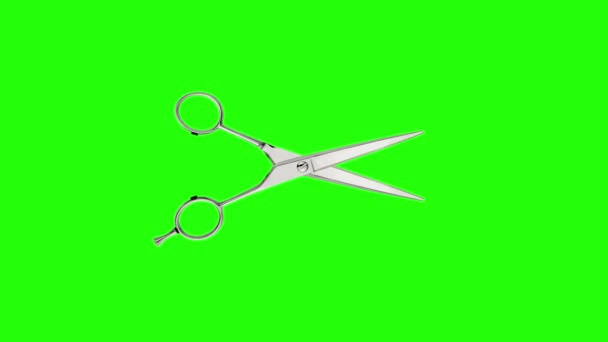 Scissors opens and closes on green chromakey background — Vídeo de Stock
