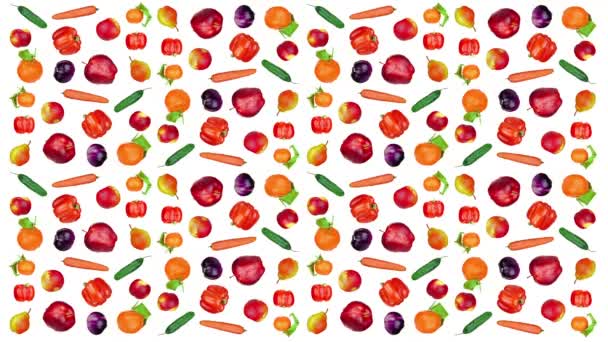 Frutta e verdura saporite su sfondo bianco — Video Stock