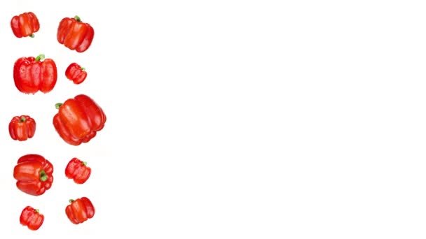 Красный перец с каплями воды обернется белым — стоковое видео