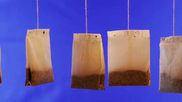 Коллекция подержанных чайных пакетиков с травяным вареньем — стоковое видео