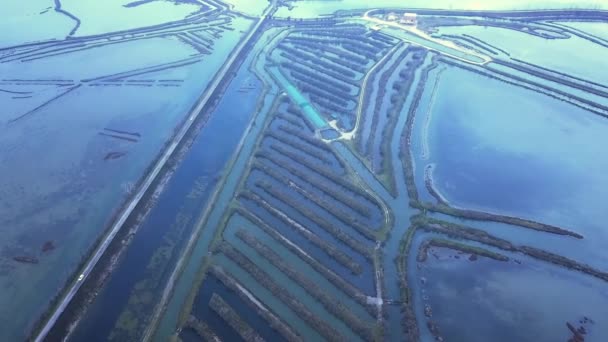 System przeciwpowodziowy i droga w lagunie weneckim — Wideo stockowe
