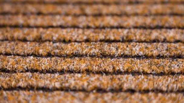 茶色の縞模様の床にホームカーペット — ストック動画