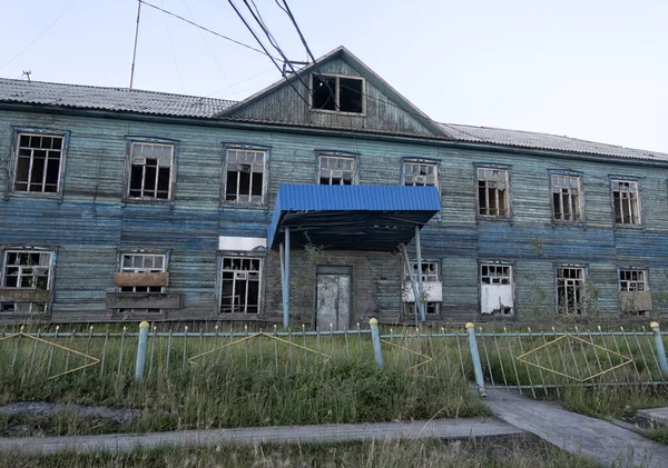 Деревянные Дома Городе Батагай Якутия Россия — стоковое фото