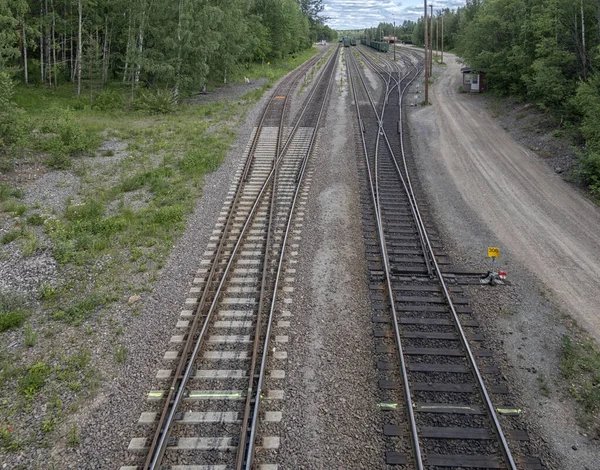 Top Perspective View Many Railway Track Lines — Stock Photo, Image