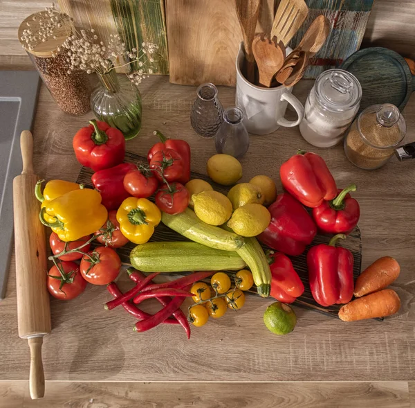 Primer Plano Verduras Platos Cocinados Cocina Casera —  Fotos de Stock