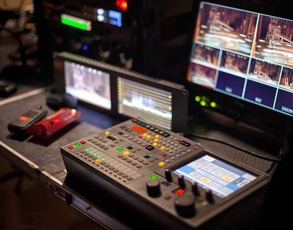 Caméra Vidéo Dans Théâtre Radiodiffusion Enregistrement Avec Équipement Numérique — Photo