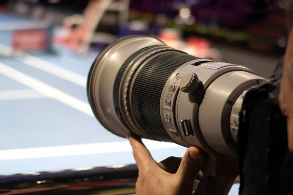 stock image TV camera for broadcast tennis