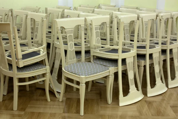 White Chairs Stacked Detail — Stock Photo, Image