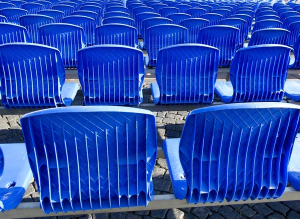 Chaises Bleues Dans Une Salle Conférence Vide — Photo