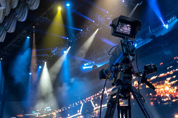 Professional Digital Video Camera Camera Concert Hal — Stock Photo, Image