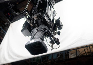 Profesyonel dijital kamera lensi, detay üzerine stüdyo kayıt ekipmanları....