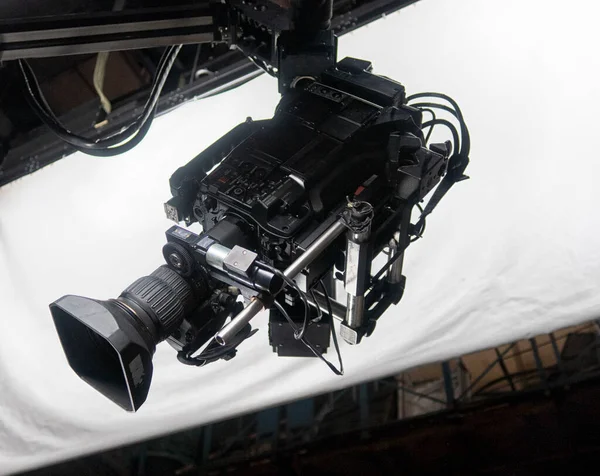 Professional Digital Video Camera Lens Studio Recording Equipment Details Close — Stock Photo, Image