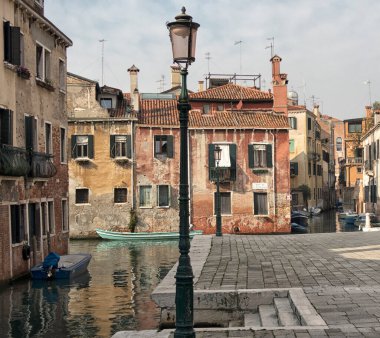 Venedik. İtalya. Turistsiz boş bir şehir. Şehir manzarası.