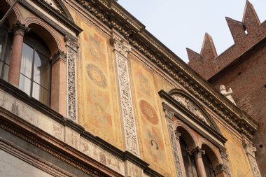 Verona şehrinin güzel hava manzarası. VERONA, ITALY.